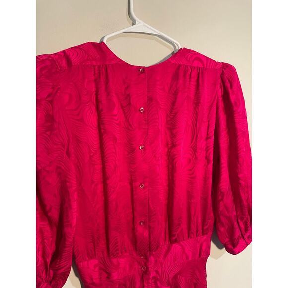 Vintage Argenti Hot Pink 100% Silk Midi Dress Size 8 - Picture 7 of 10